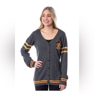 Harry Potter Womens Gryffindor House Open Front Cardigan Knit Sweater Grey